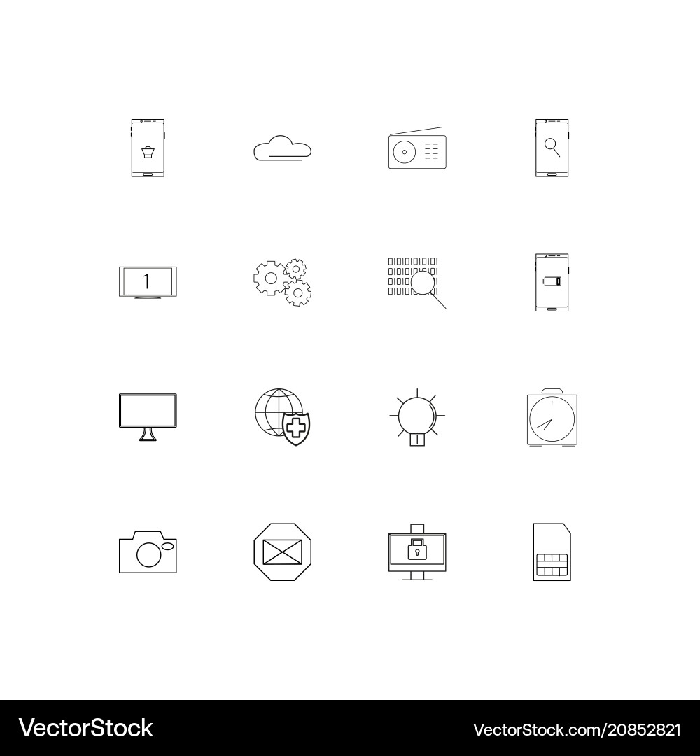 Devices linear thin icons set outlined simple vector image
