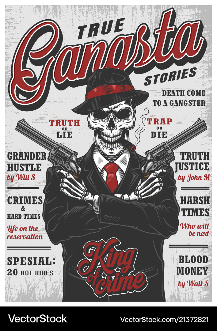 Gangsta Skeleton Magazine Cover vector image
