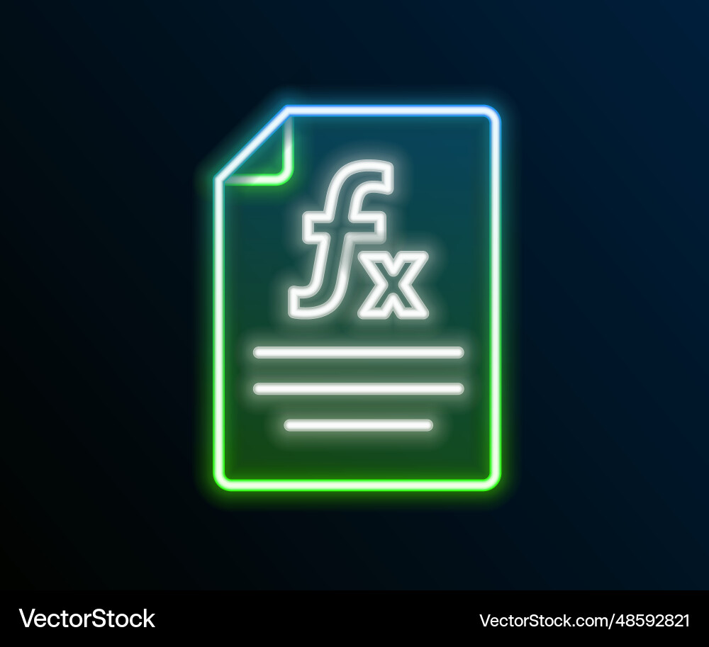 Glowing neon line function mathematical symbol Glowing neon line function mathematical symbol vector image
