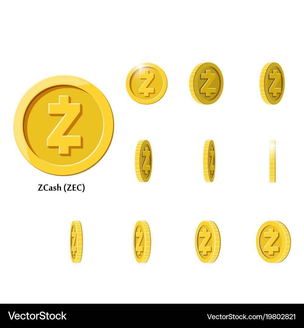 Gold rotate zcash coin frames Vector Image