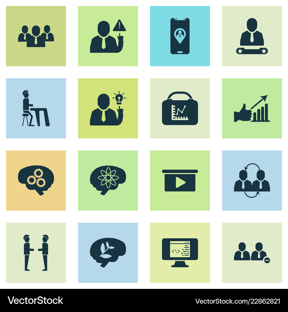 Job icons set with coding brain work dinner Job icons set with coding brain work dinner vector image