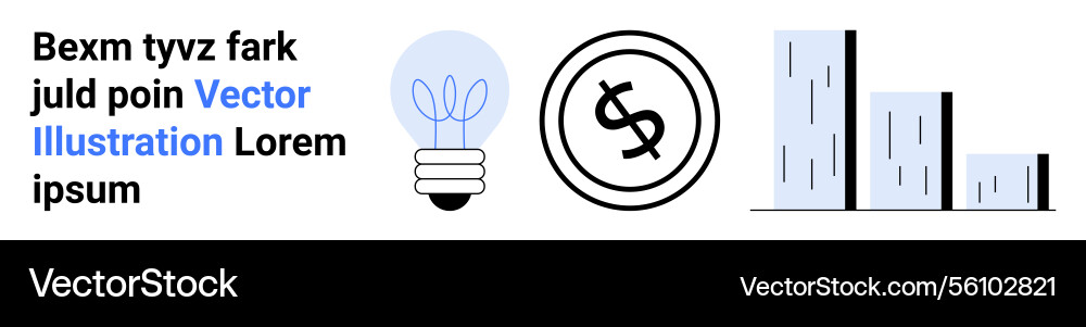 Lightbulb dollar sign and bar graph representing Vector Image