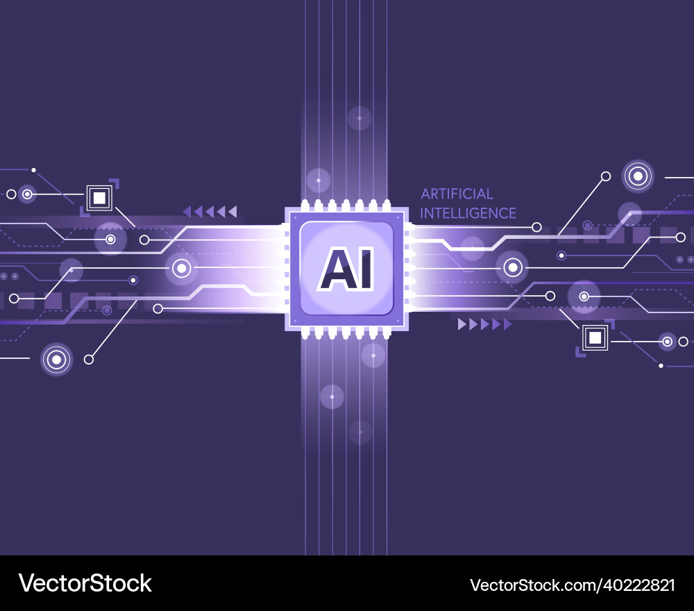 Machine learning ai with digital brain Machine learning ai with digital brain vector image