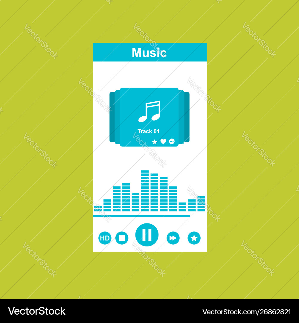 Media player application app template with flat Vector Image