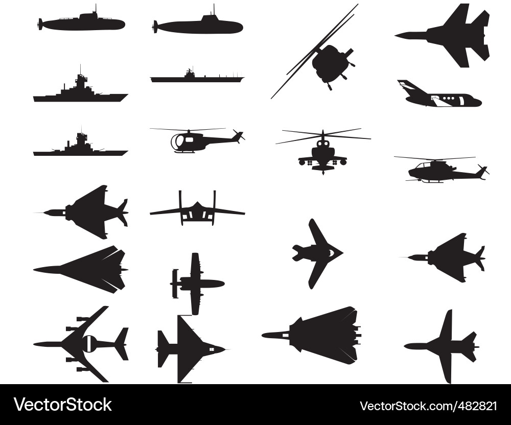 Military Vehicle Silhouettes vector image