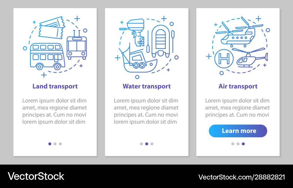 Modes transports onboarding mobile app page Vector Image