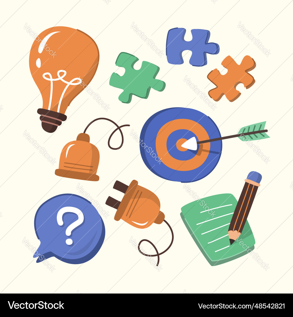 Objects set for strategy solution concept vector image