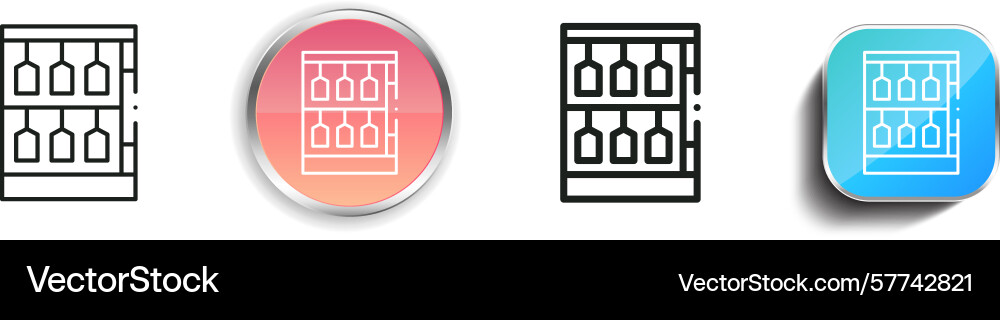 Refrigerator icon thin linear regular and button Refrigerator icon thin linear regular and button vector image
