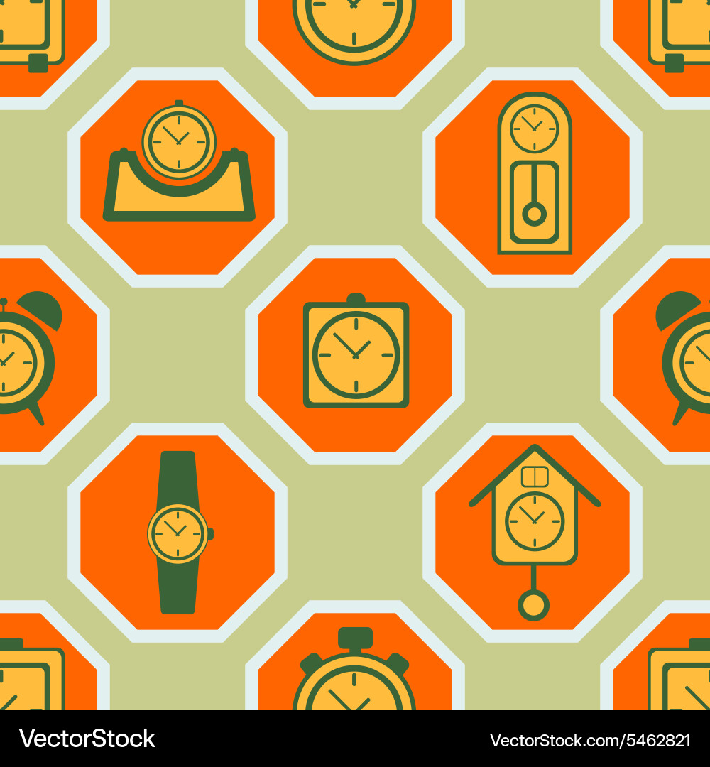 Seamless background with clock vector image
