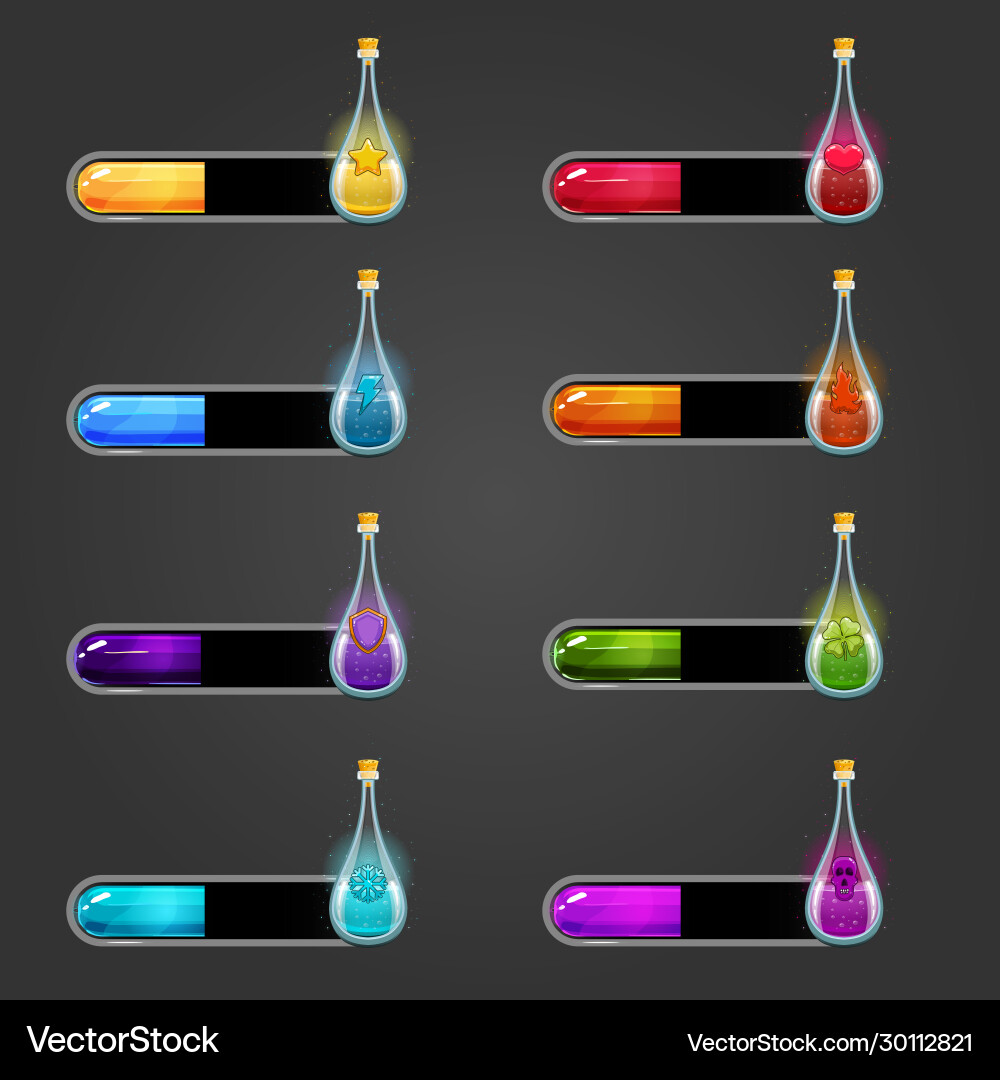 Set bar downloader with elixir bottles vector image