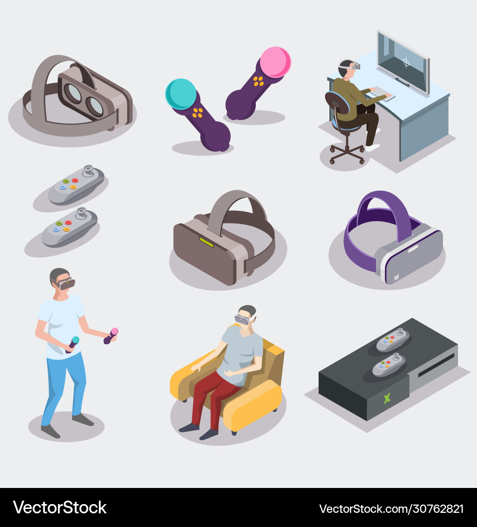 Set elements virtual augmented reality Set elements virtual augmented reality vector image
