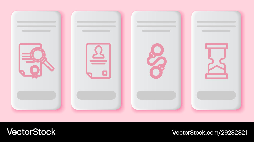 Set line document with search identification Vector Image