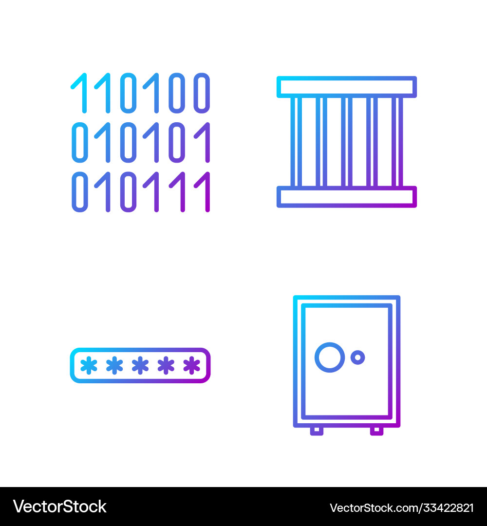 Set line safe password protection binary code Vector Image