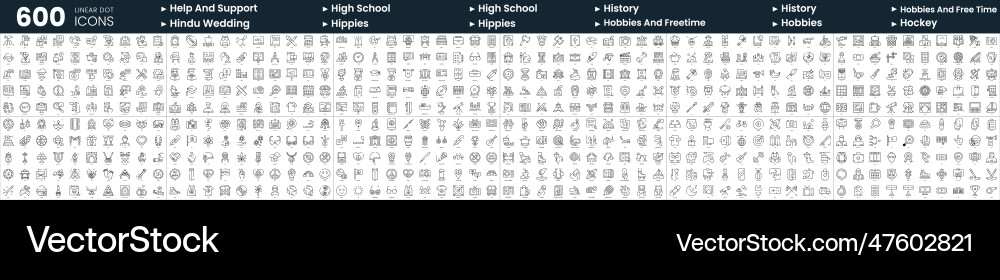 Set of 600 thin line icons in this bundle include Vector Image