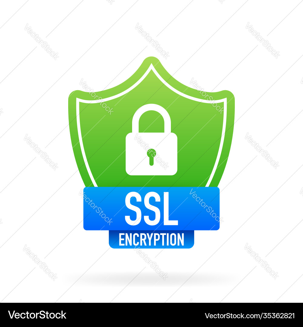 Ssl encryption secure badge on white background Ssl encryption secure badge on white background vector image