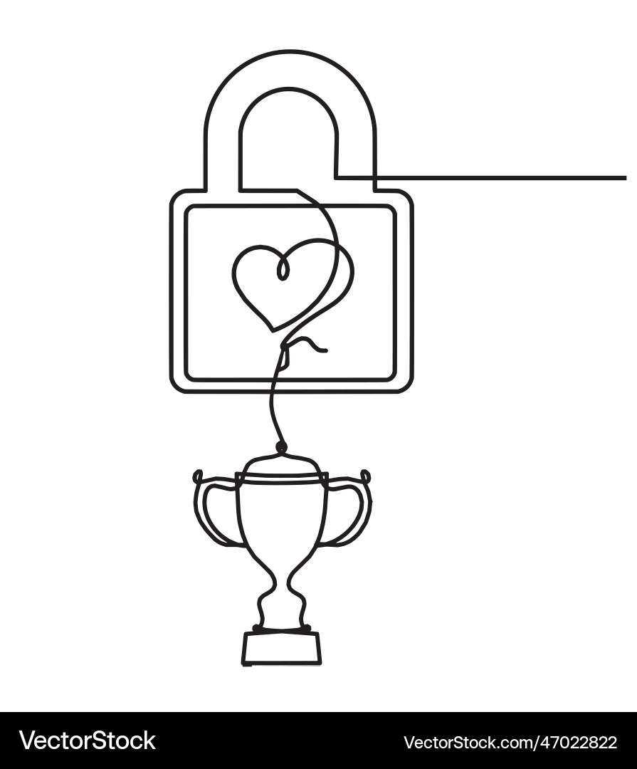 Abstract heart-lock with trophy as continuous Abstract heart-lock with trophy as continuous vector image