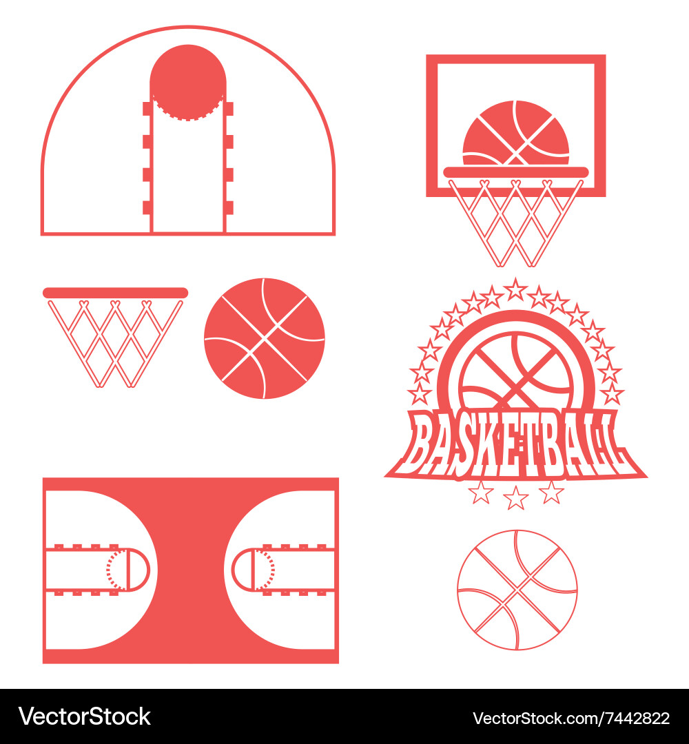Basketball game objects icons vector image