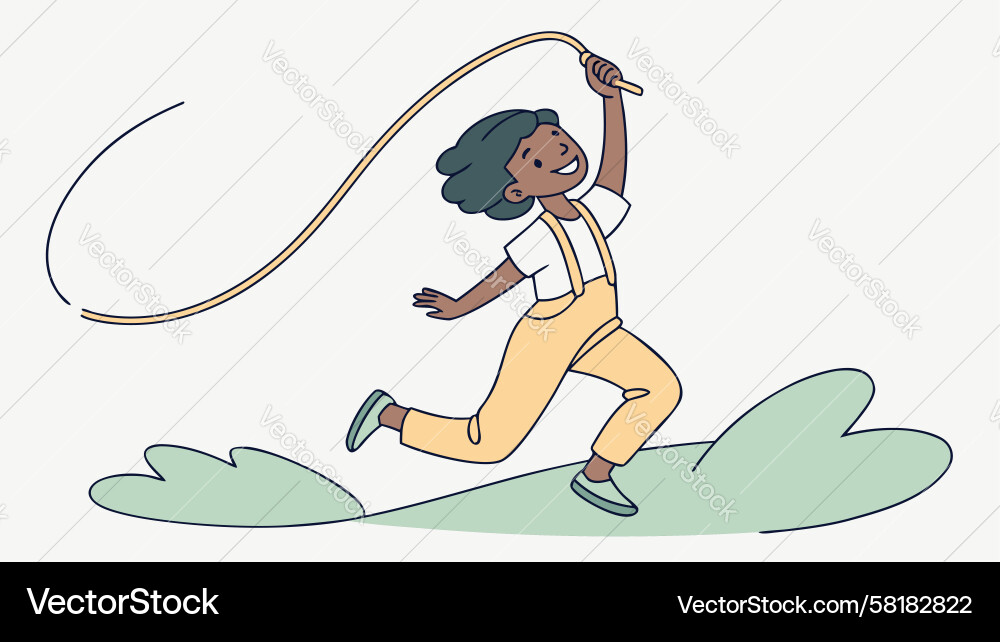 Child Running with Ribbon Vector Image