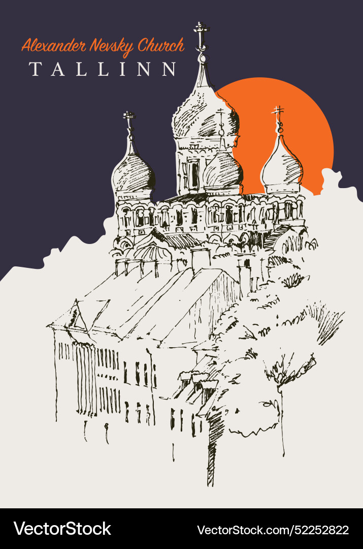 Drawing sketch of alexander nevsky church Drawing sketch of alexander nevsky church vector image