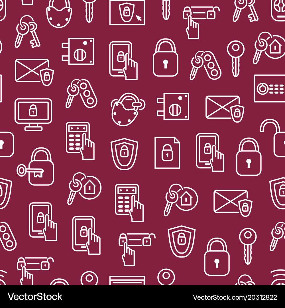 Keys and locks thin line seamless pattern vector image