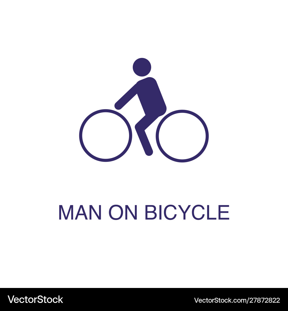 Man on bicycle element in flat simple style vector image