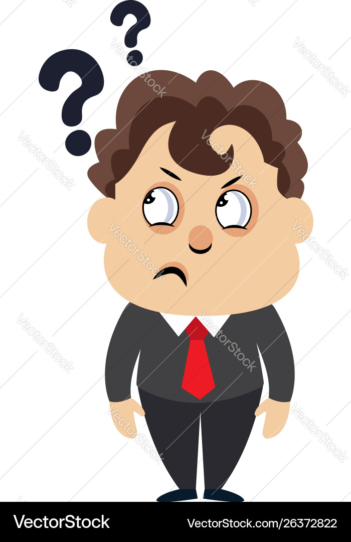 Man with question marks on white background vector image