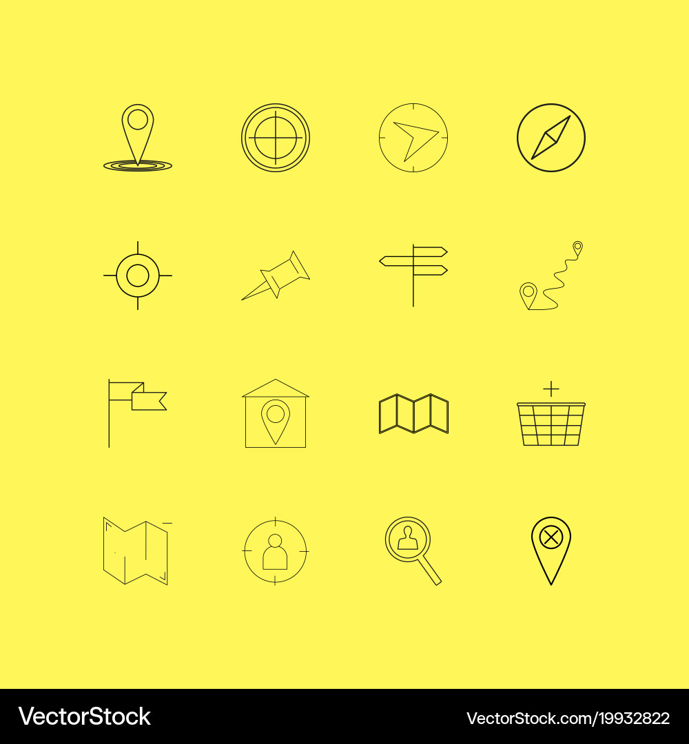 Map and navigation linear icon set simple outline vector image