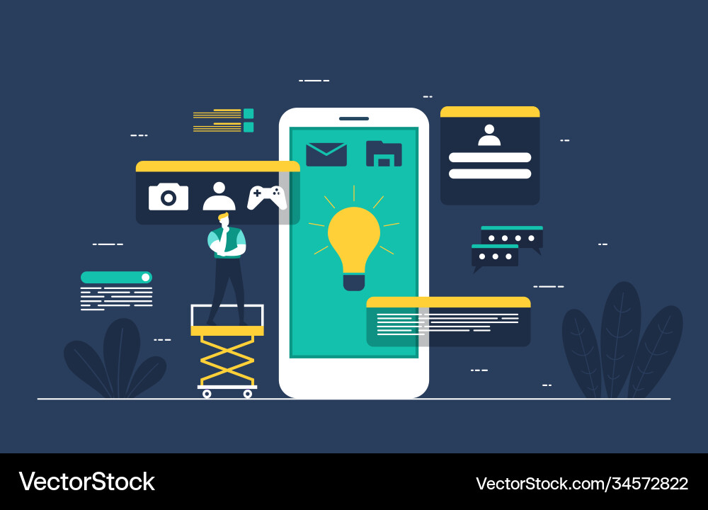 Programmierer denken mobile App Entwicklung Programmierer denken mobile App Entwicklung vektorbild
