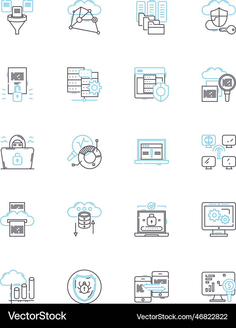 Project service linear icons set management Vector Image