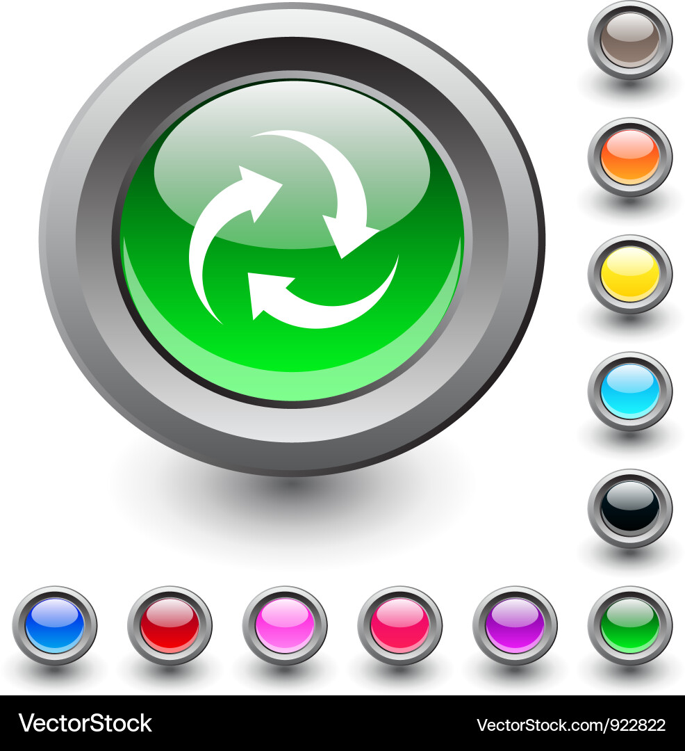 Recycling Round Button Vector Image