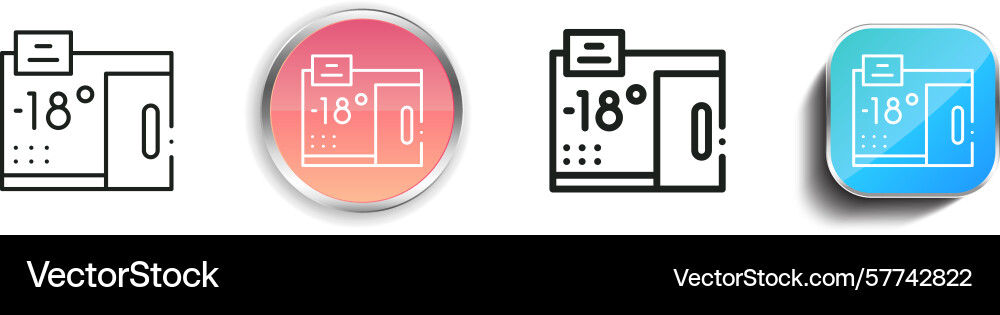 Refrigerator icon thin linear regular and button Refrigerator icon thin linear regular and button vector image