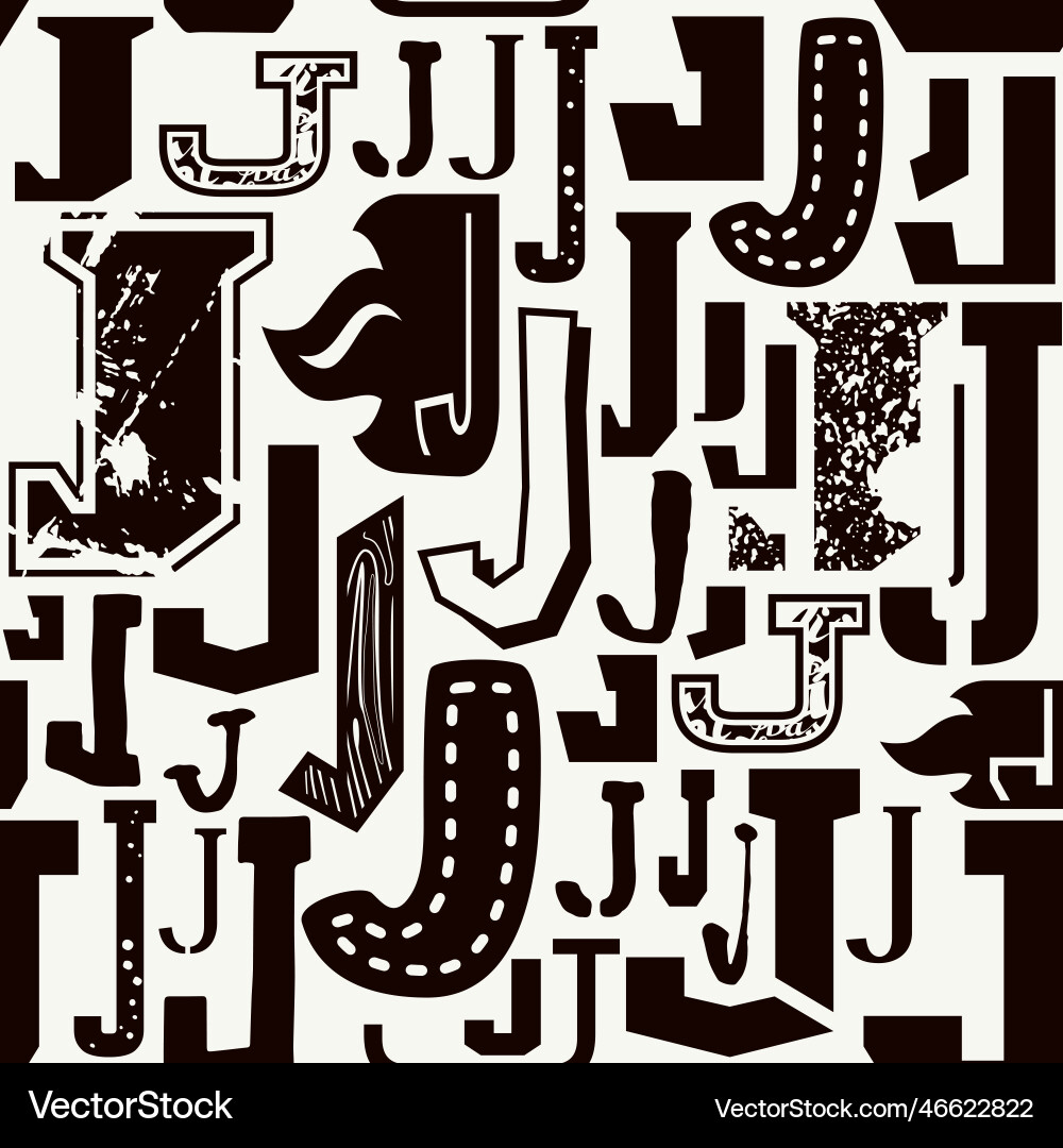 Seamless pattern with letters j in typographic vector image