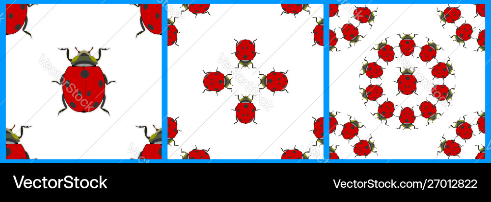 Seamless patterns ladybug in symmetrical figures vector image