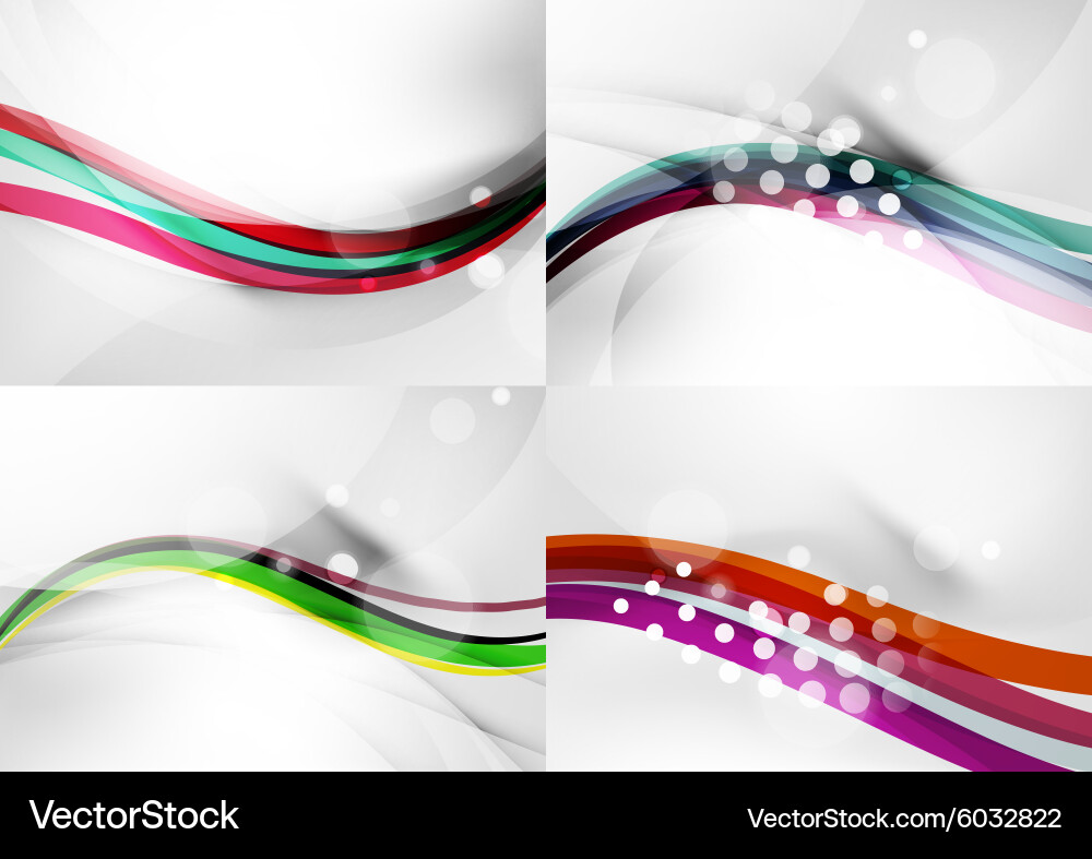 Set abstract backgrounds curve wave lines vector image