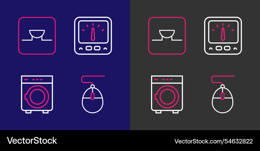 Set line computer mouse washer ampere meter Set line computer mouse washer ampere meter vector image