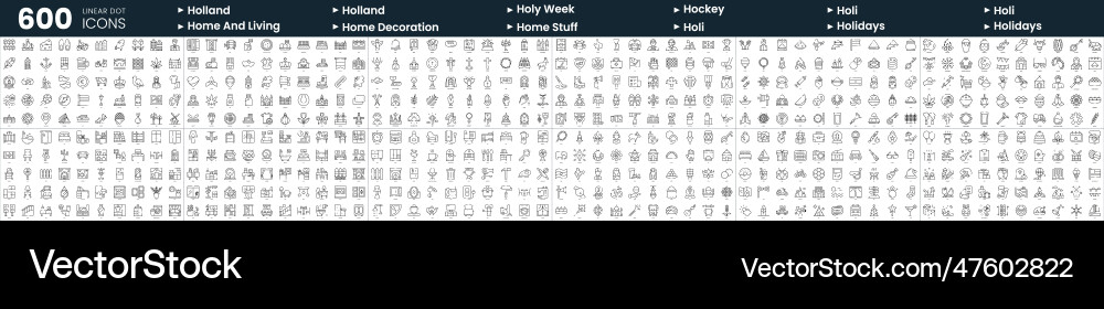 Set of 600 thin line icons in this bundle include Set of 600 thin line icons in this bundle include vector image