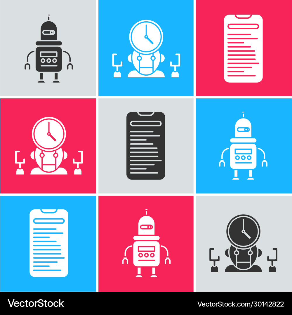 Set robot and digital time manager vector image