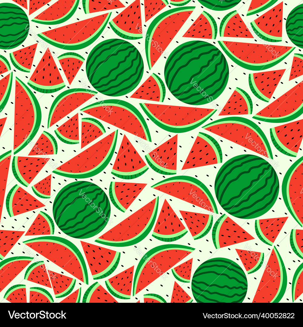 Watermelon and slices seamless pattern Vector Image