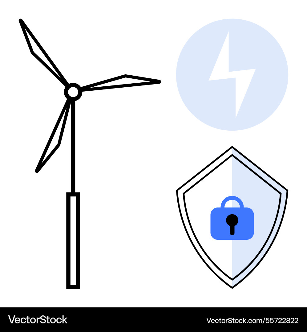 Wind turbine with security shield lock Vector Image
