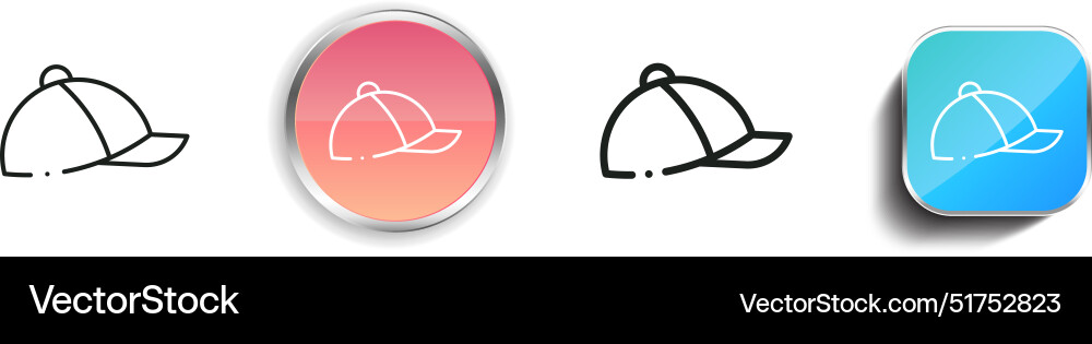 Baseball cap icon thin linear regular and button vector image
