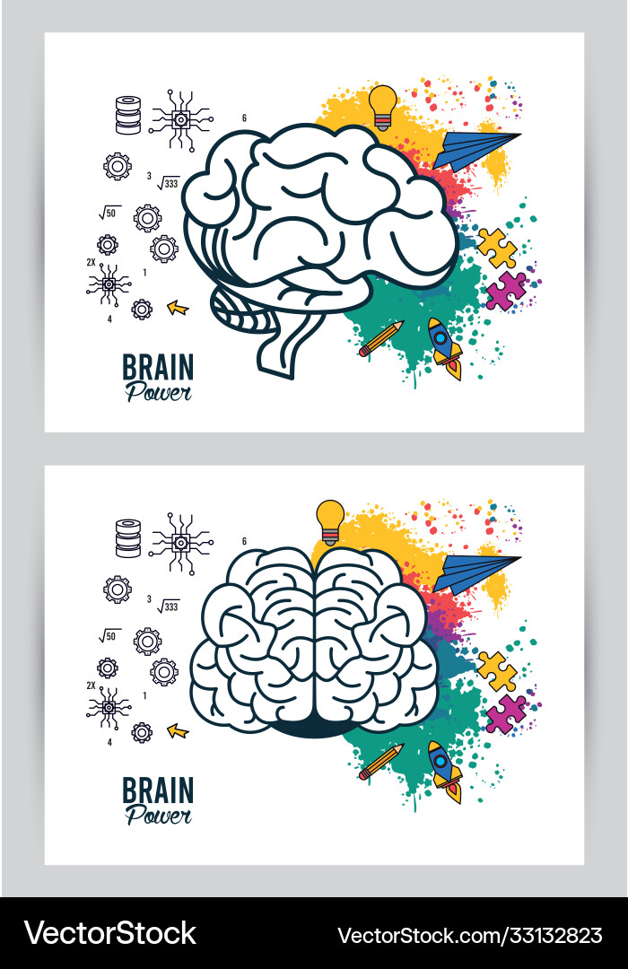 Brains power templates with colors splash Brains power templates with colors splash vector image
