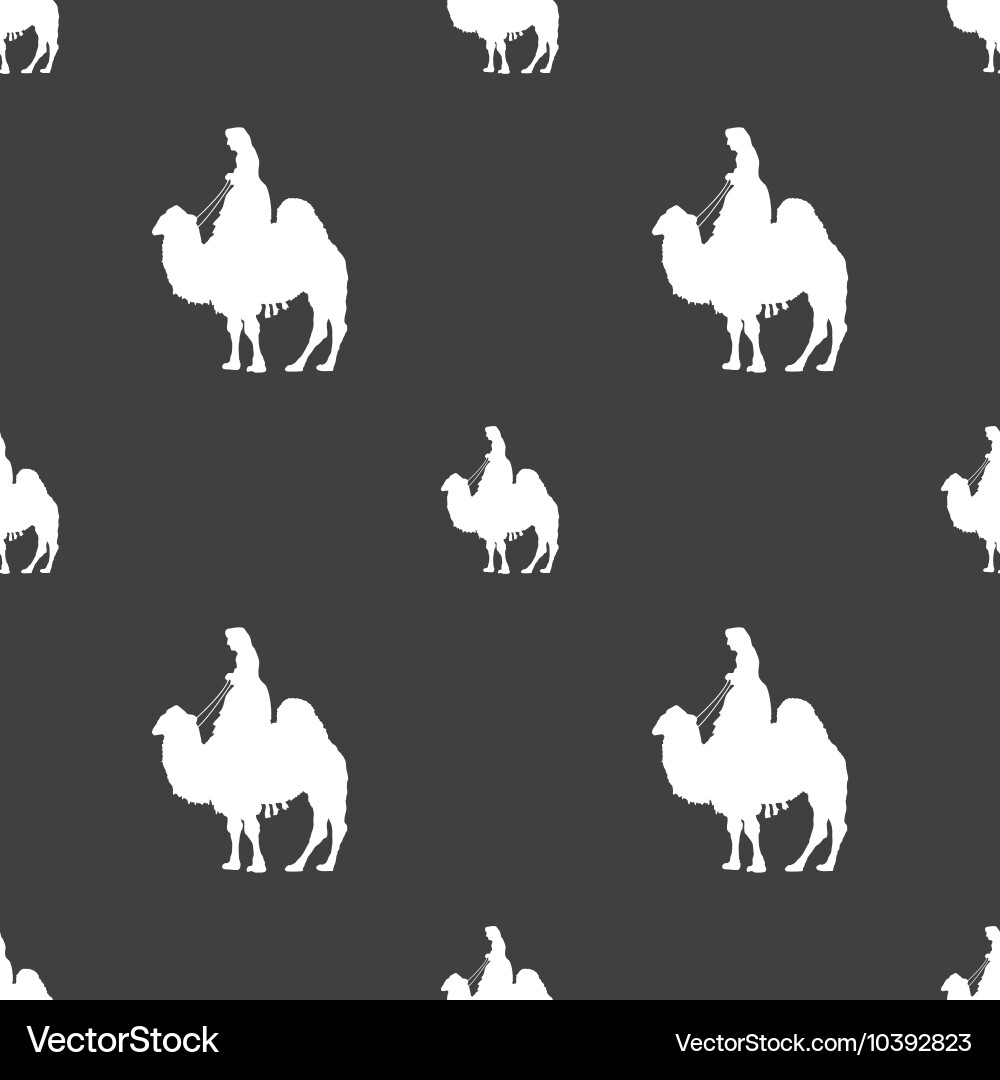 Camel sign seamless pattern on a gray background Vector Image