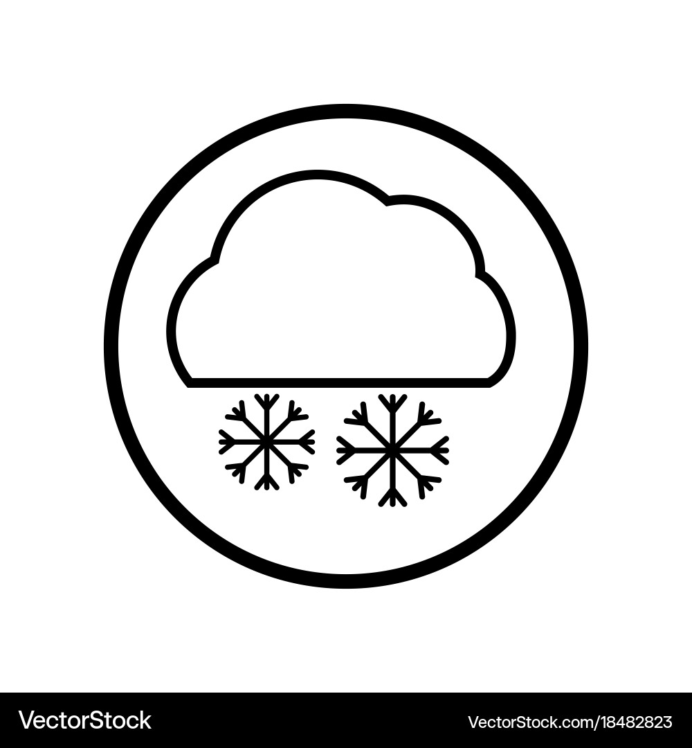 Cloud and snowflake icon in circle line Vector Image
