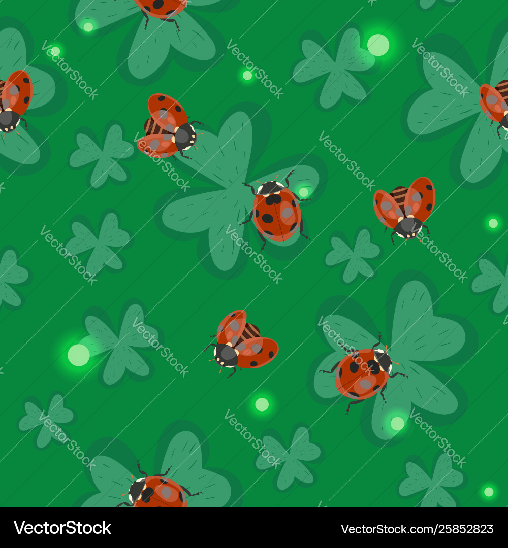 Clover & Ladybug Pattern vector image