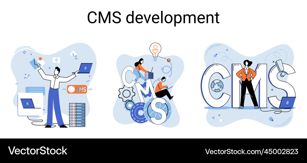 Concept of digital content management system cms Concept of digital content management system cms vector image