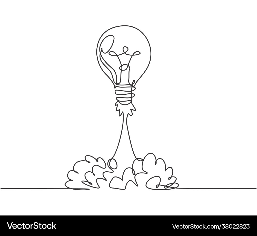 Continuous Line Lightbulb Launch vector image