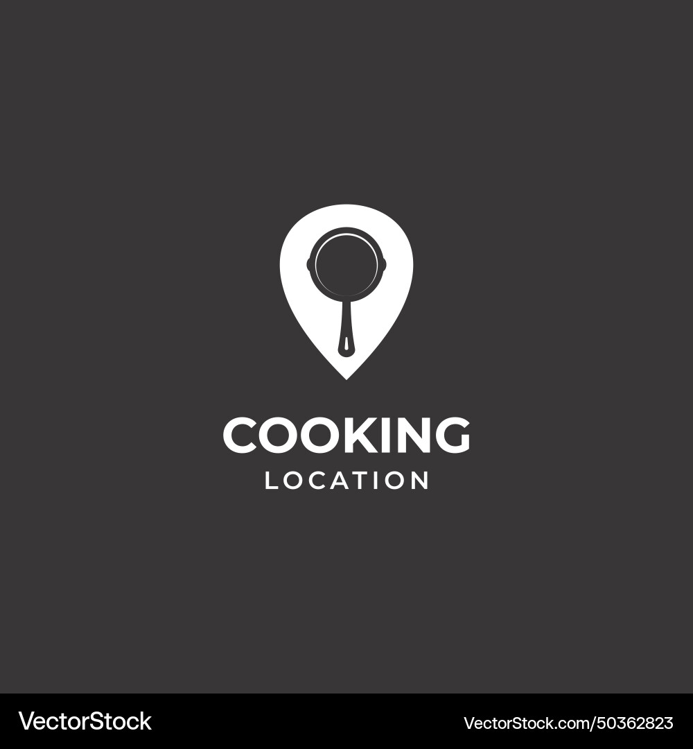 Cooking location logo pointer combine with pan Vector Image
