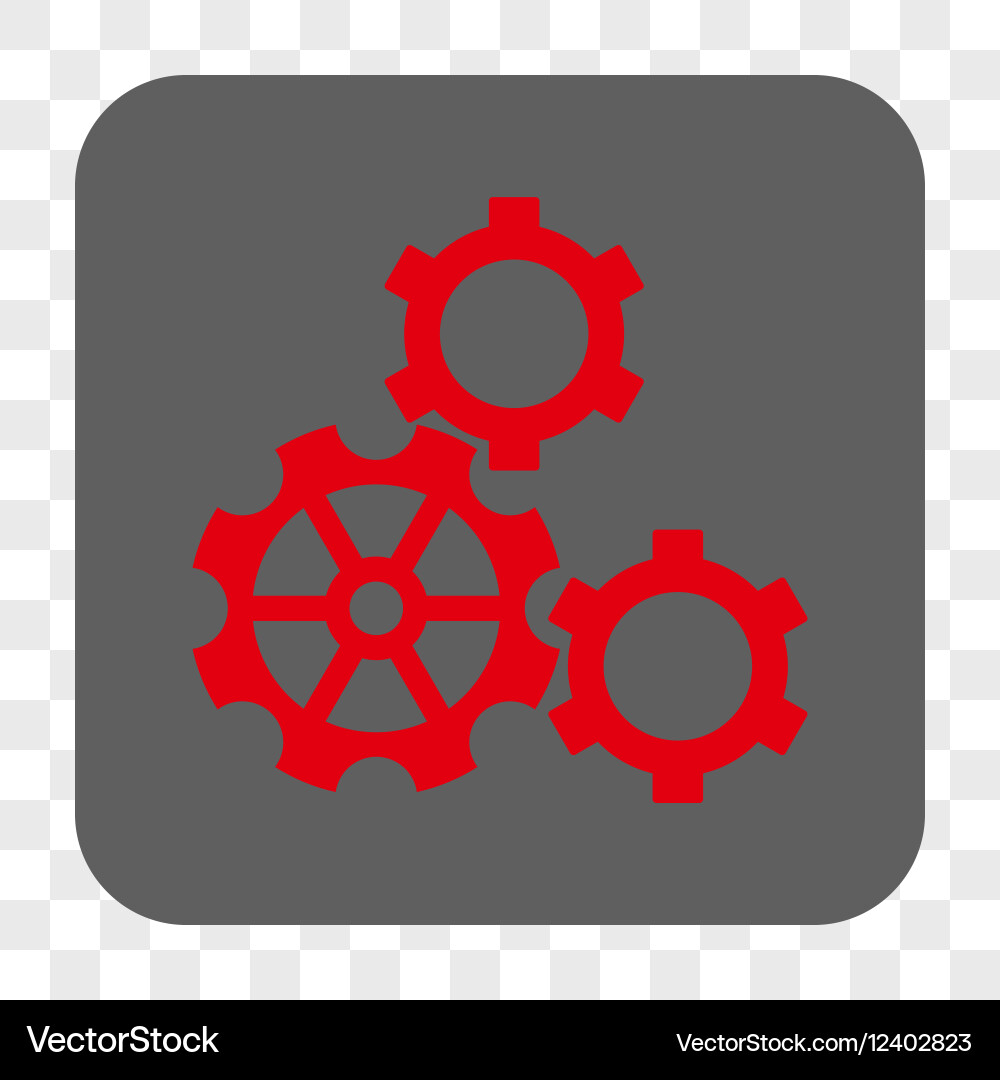 Gears rounded square button vector image