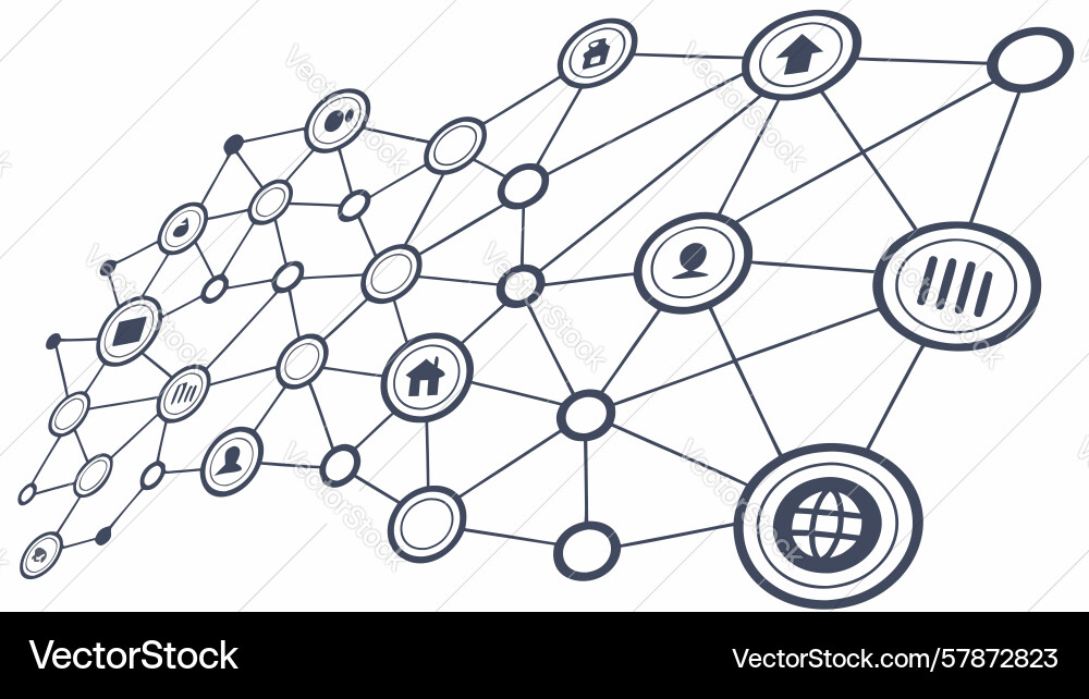 Global network connected nodes system design Vector Image