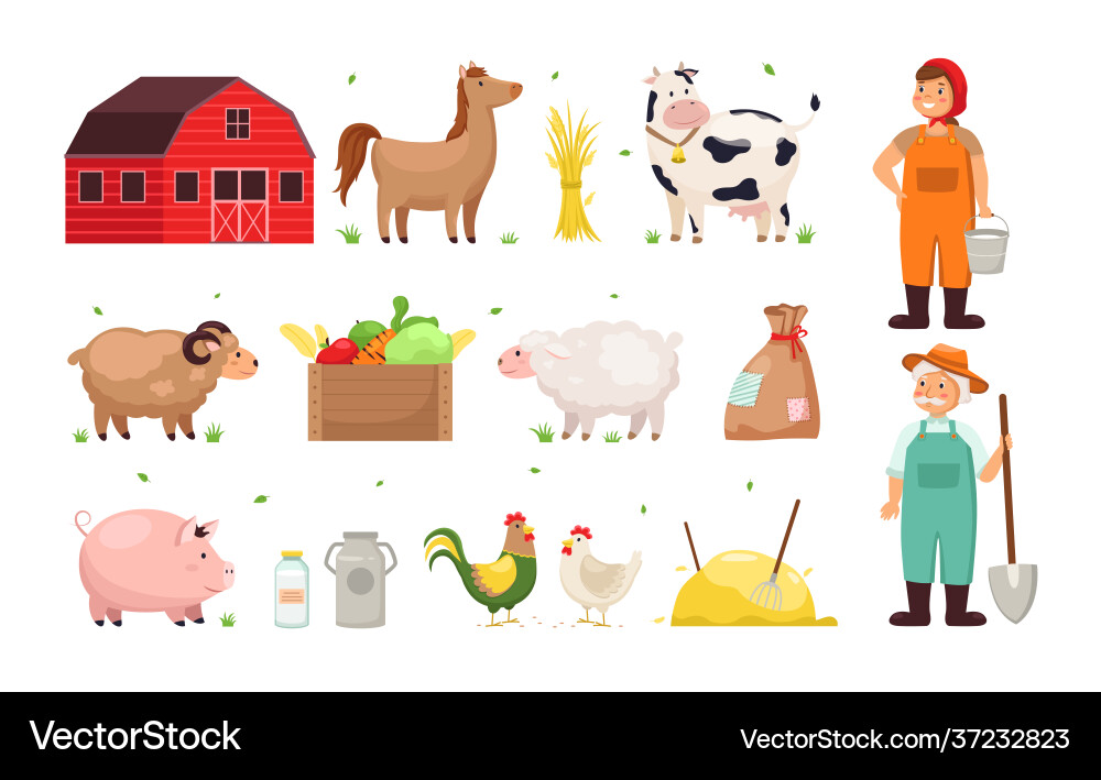 Landwirtschaftliche Objekte Mann und Frau Landwirte landwirtschaftlich Landwirtschaftliche Objekte Mann und Frau Landwirte landwirtschaftlich vektorbild